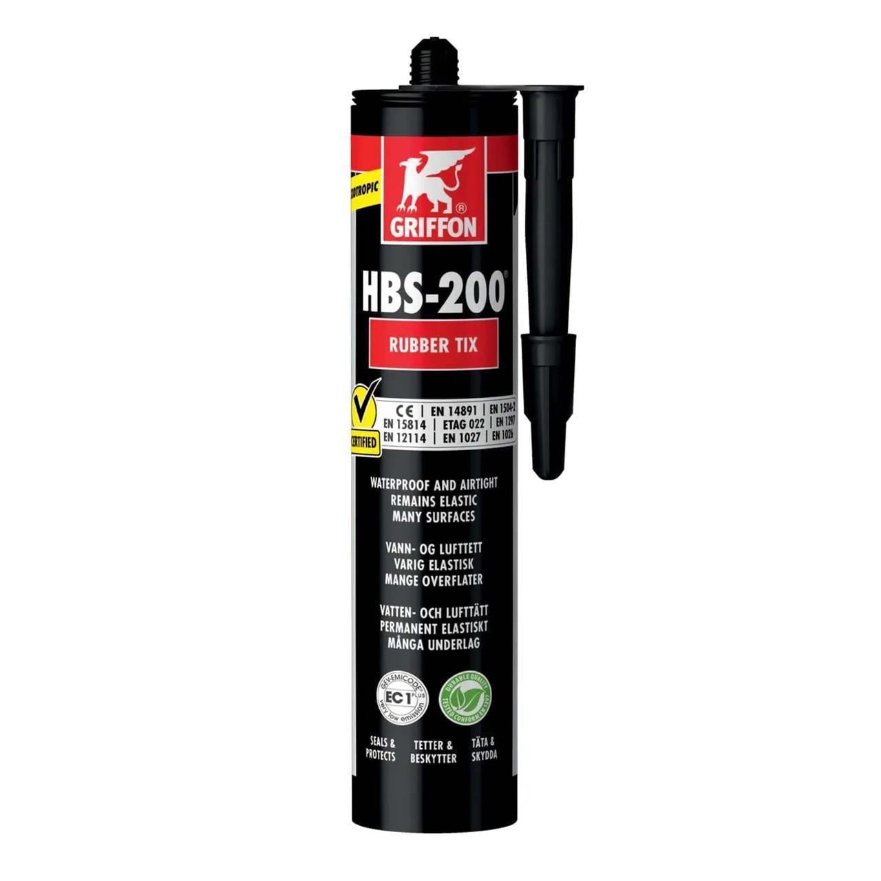 Герметик Griffon HBS-200 Rubber Tix картридж 310 г Черный (3159625435)