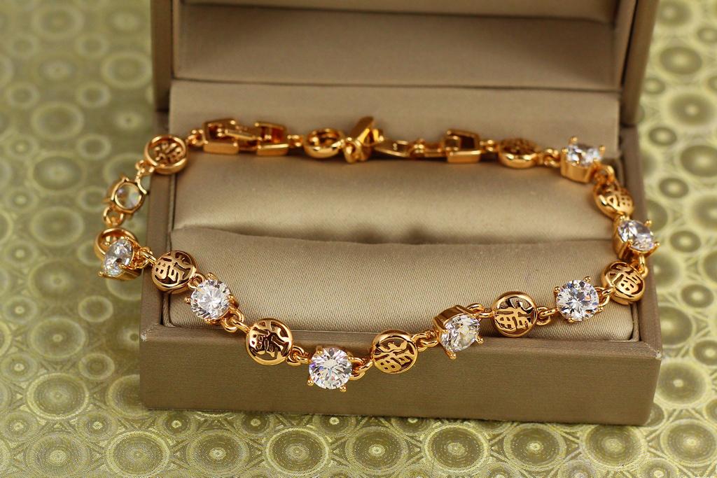 Браслет Xuping Jewelry Дзэн с камнями 18 см 6 мм Золотистый (34138649)