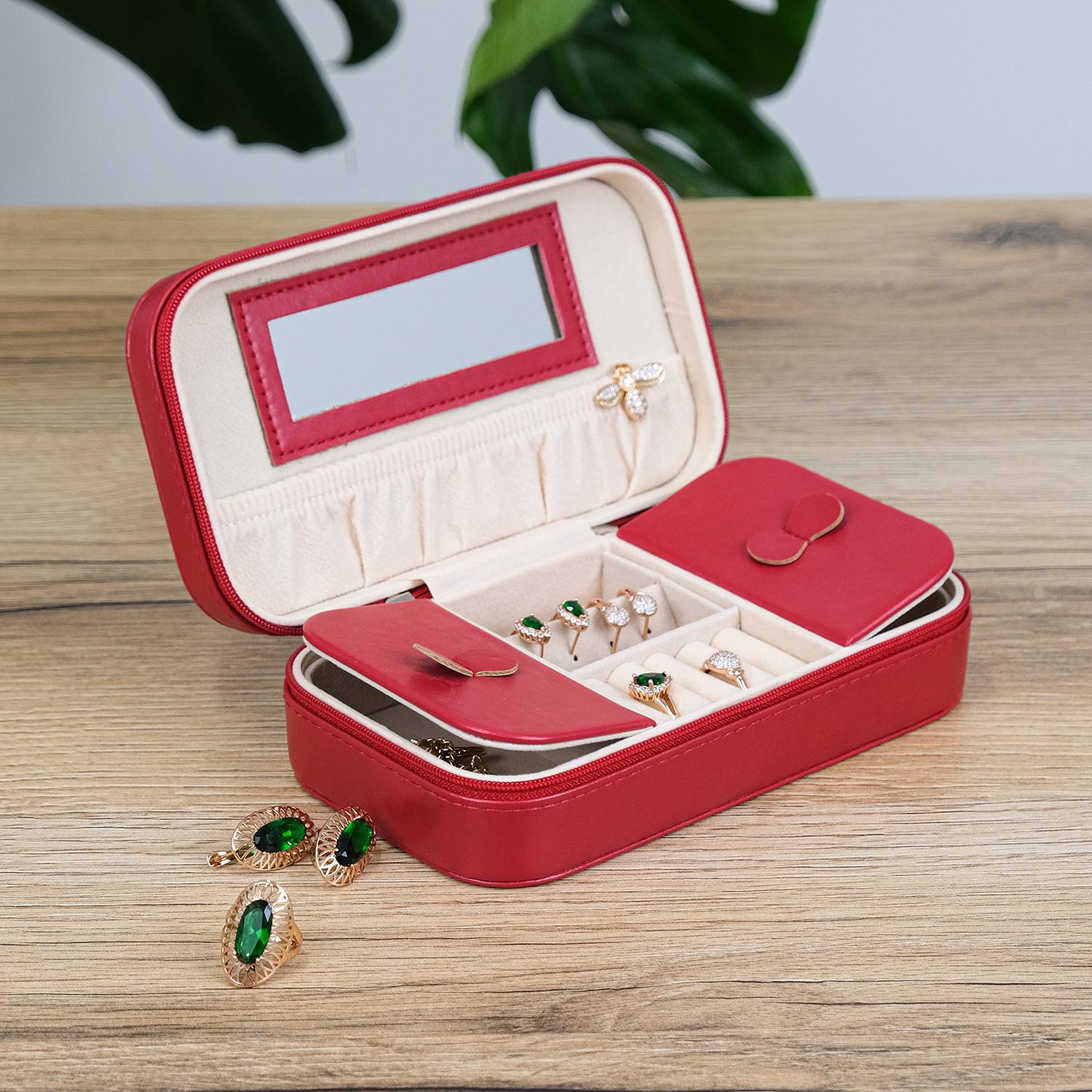 Шкатулка для украшений Гранд Презент с зеркалом 18х10х5,5 см Красный (JZ-038-2)