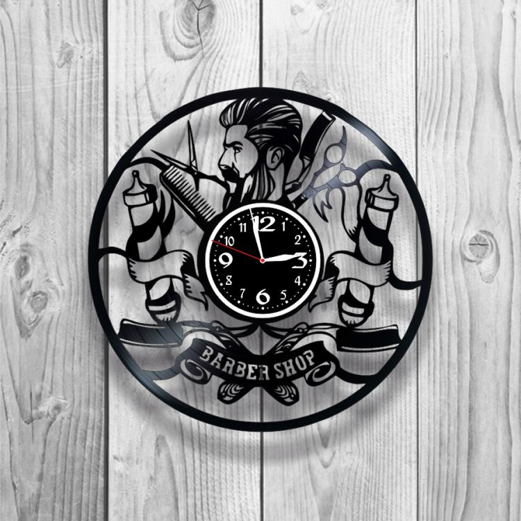 Часы настенные Барбершоп 0272 из виниловой пластинки