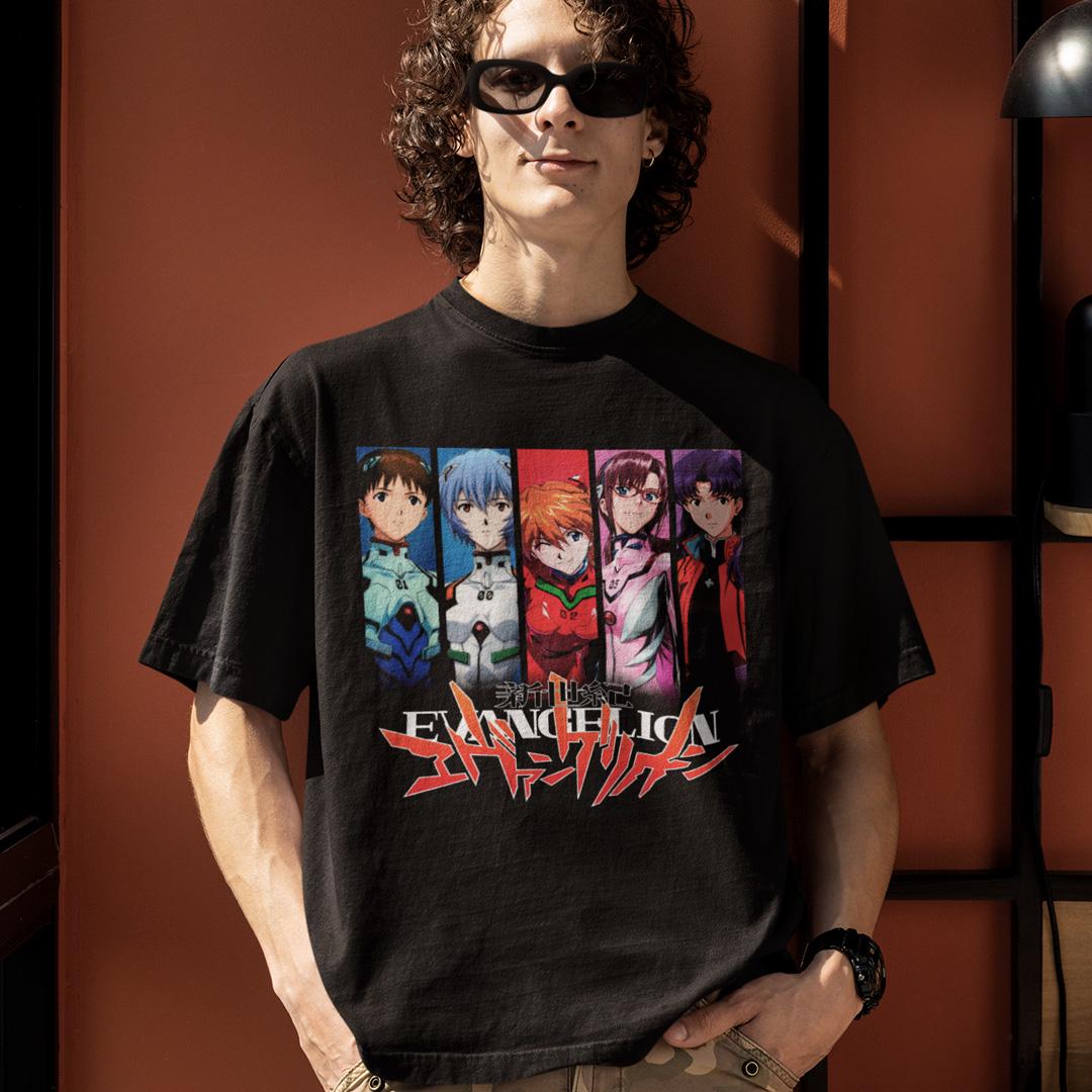 Футболка унисекс Evangelion Shinji Rei Asuka Mari Misato 2XL Черный (32698058)