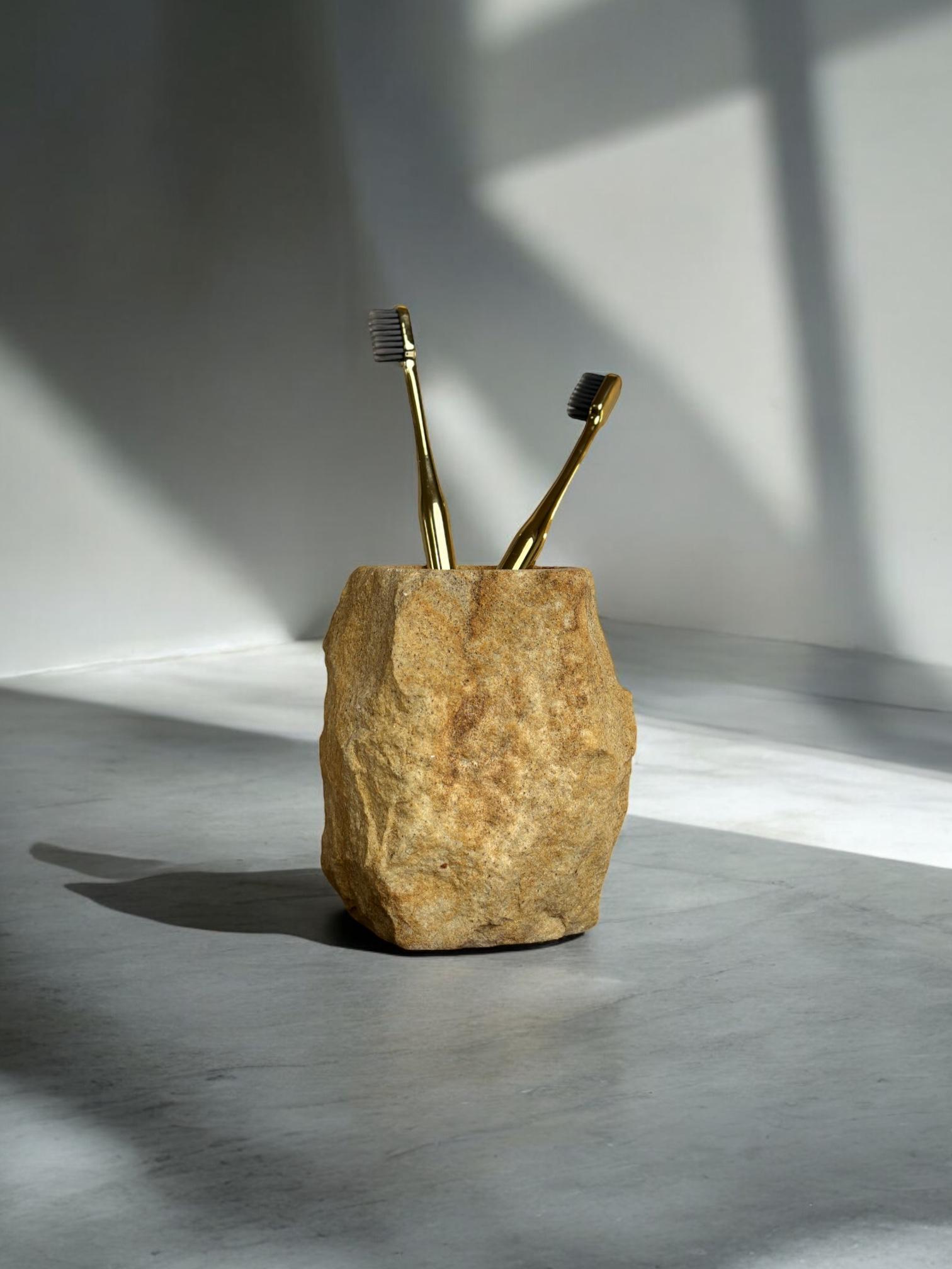 Органайзер для зубних щіток/дрібниць із натурального бежевого пісковика