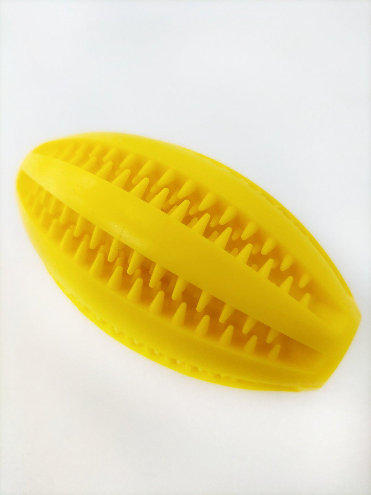М'яч для собак TPR овальний із зубцями у формі регбі 9 см Жовтий (ІГ-ТПР003ж)