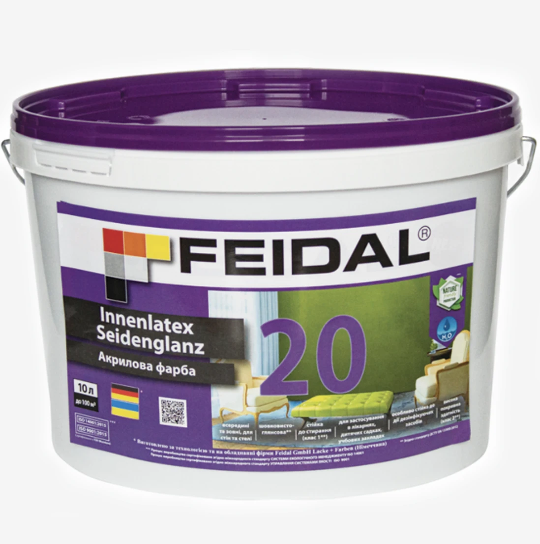 Краска интерьерная Feidal Innenlatex Seidenglanz 20 1 л Белый (1886454983)