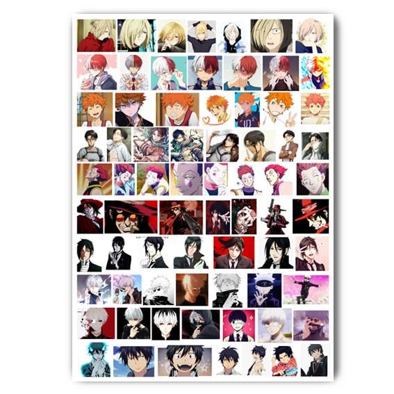 Стикеры наклейки аниме Парни Хината Юри Шото Леви Хисока А3 лист (stik_160)