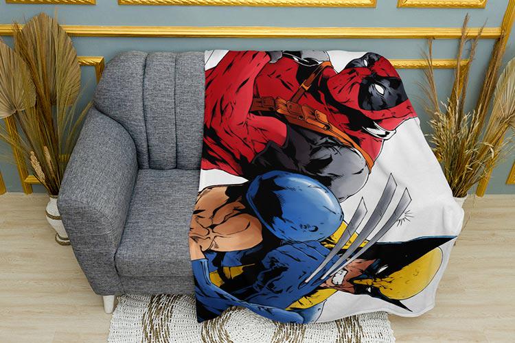 Плед Deadpool vs Wolverine Сomic Marvel плюш однослойный 135х150 см (113413)
