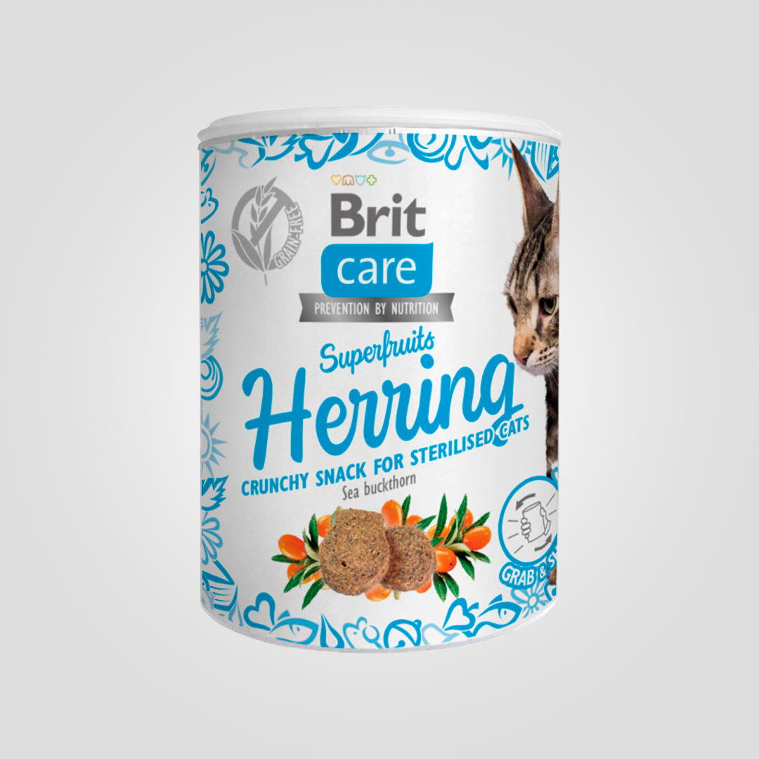 Ласощі для котів Brit Care Cat Snack Superfruits Herring оселедець 100 г (2245895609)