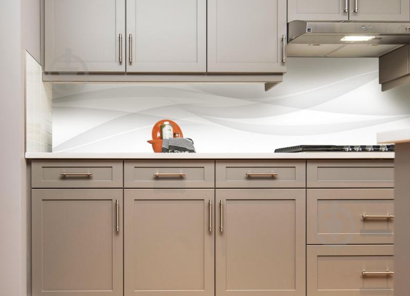 Наклейки кухонный фартук Zatarga " Белый шелк линии " 650х2500мм Белый (Z180261/1)