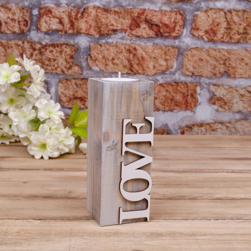 Подсвечник деревянный LOVE Коричневый (5162-1)