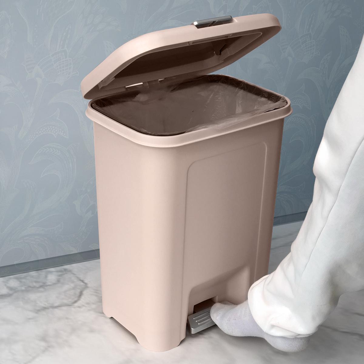 Відро для сміття МВМ MY HOME BIN-03 з кришкою і педаллю 18 л Бежевий (BIN-03 18L BEIGE) - фото 6