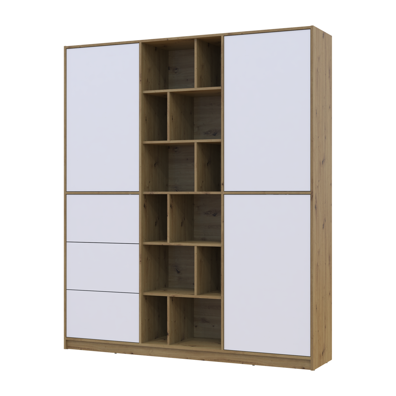 Шафа розпашна з шухлядками Doros Морган ДСП Дуб Артізан/Білий 180х40х210 (44900403)