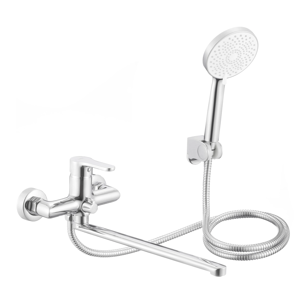 Змішувач латунний для ванни Lidz Astra 005 k35 з поворотним виливом та душовим гарнітуром Chrome