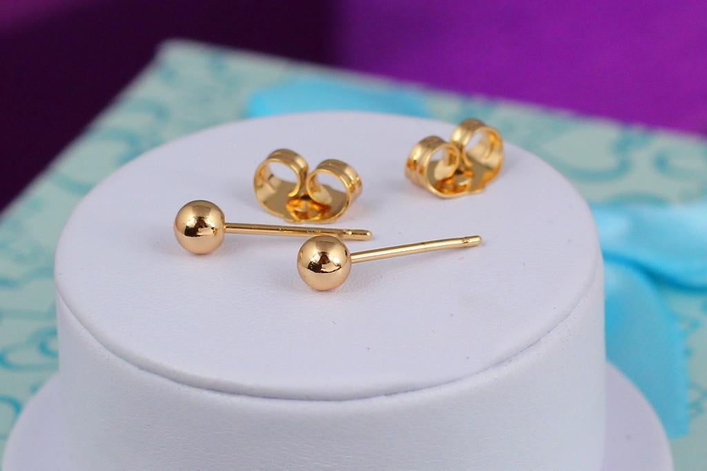 Серьги гвоздики Xuping Jewelry Шарики 4 мм Золотистый