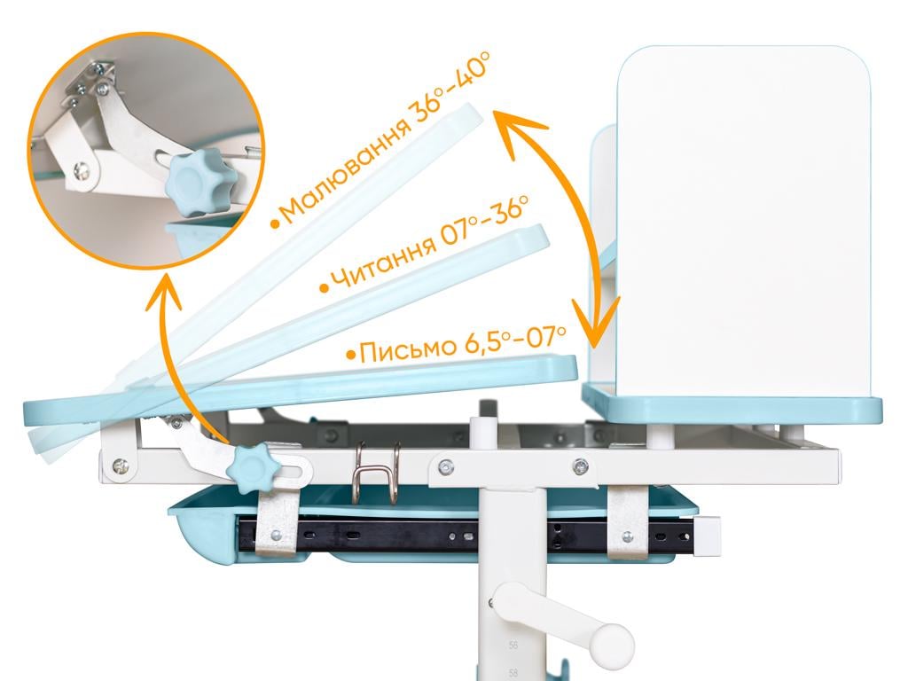 Парта дитяча шкільна зі стільцем ErgoKids BD-24 Блакитний (11299218) - фото 9