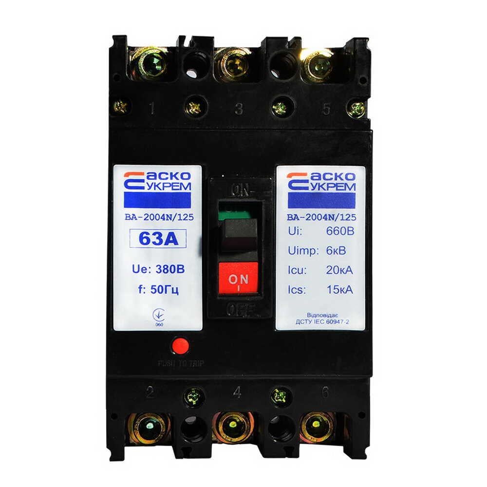 Автоматичний вимикач АСКО-УКРЕМ ВА-2004N/125 3р 63А (A0010040079)