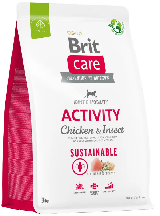 Корм сухий для активних собак Brit Care Dog Sustainable Activity всіх порід з комахами і куркою 3 кг (1821031011)