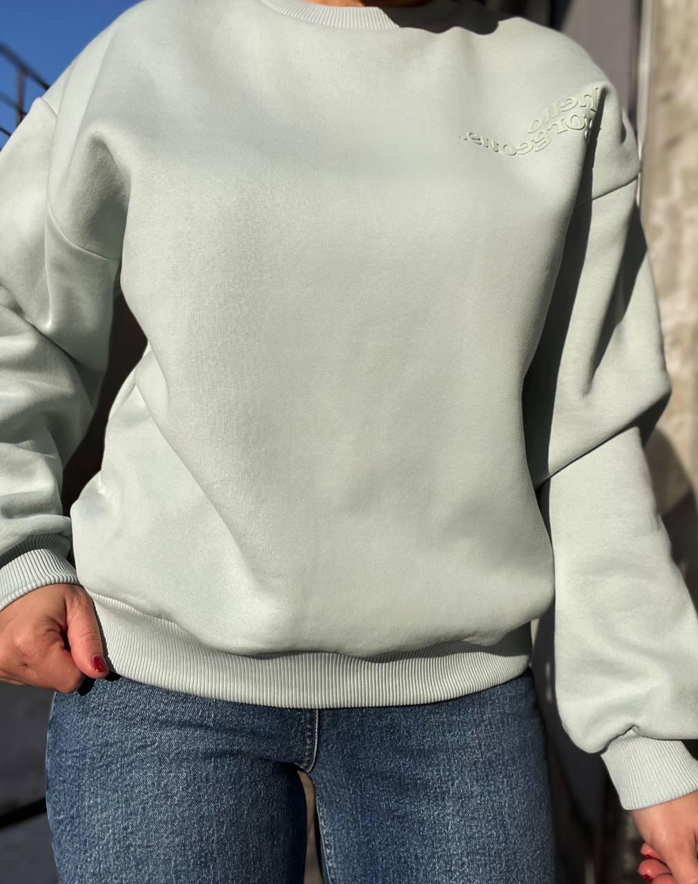 Свитшот женский PEPPER MINT 24-15 оверсайз удлиненный утепленный флис M Мятный (968) - фото 4 Свитшот женский PEPPER MINT 24-15 оверсайз удлиненный утепленный флис M Мятный (968) - фото 4