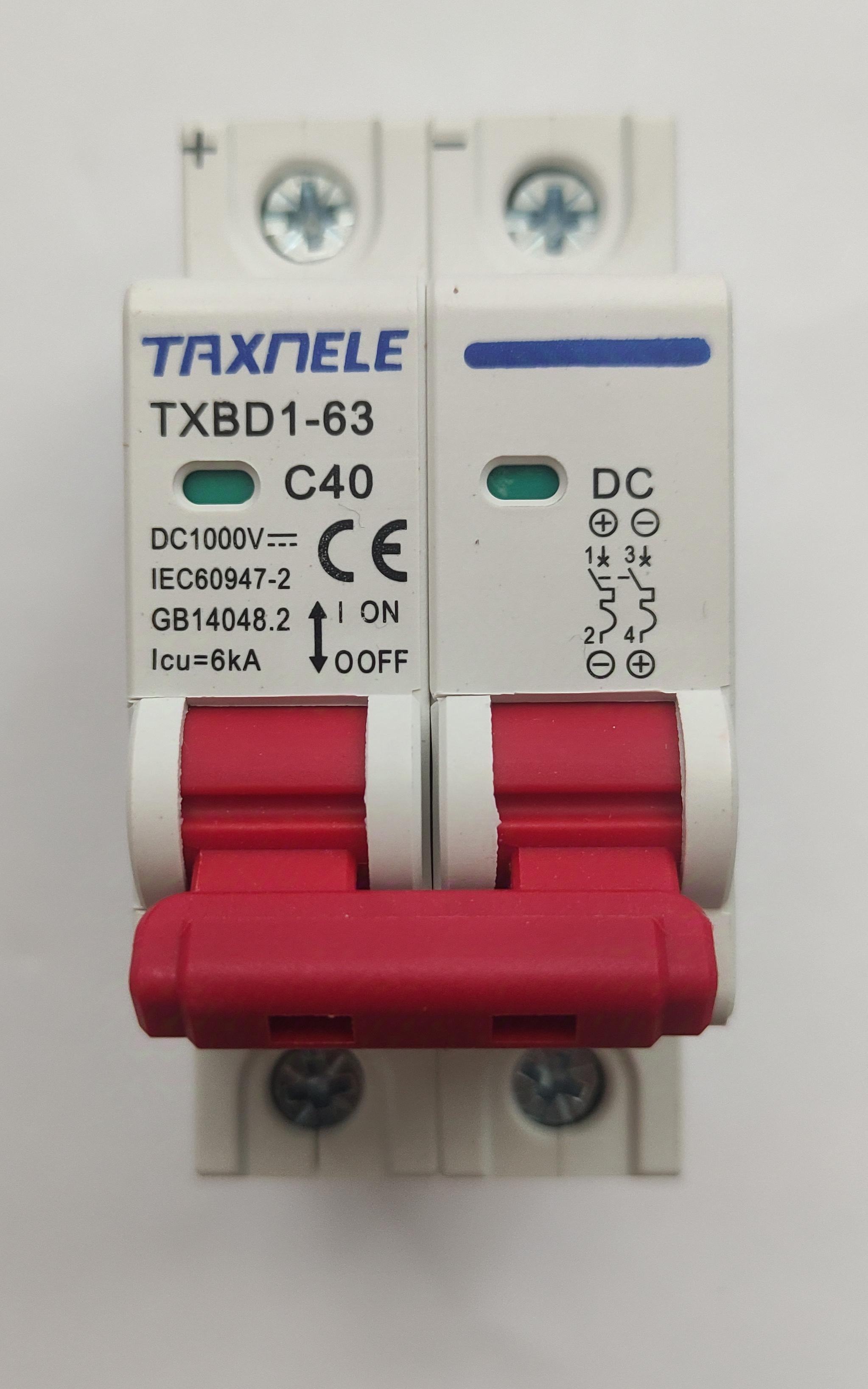 Автомат TAXNELE DC C40 2P 1000V 6kA TXBD1-63 (1205)