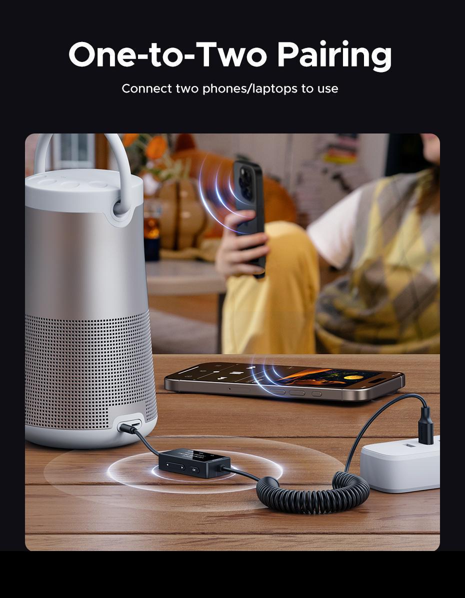 Адаптер аудіо Ugreen Bluetooth 5.4 3.5 мм 0.5-1.5 м (45236) - фото 4