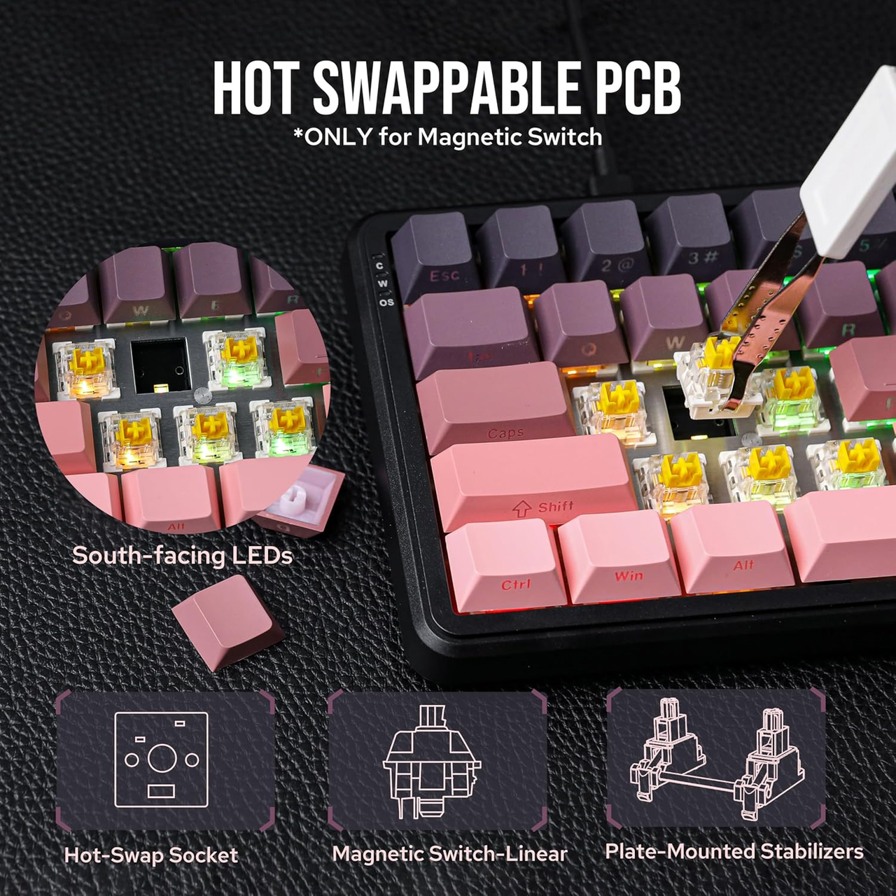 Клавиатура проводная AJAZZ AK680 MAX Flagship Edition Magnetic Switch Pink Black (2000172) - фото 6 Клавиатура проводная AJAZZ AK680 MAX Flagship Edition Magnetic Switch Pink Black (2000172) - фото 6