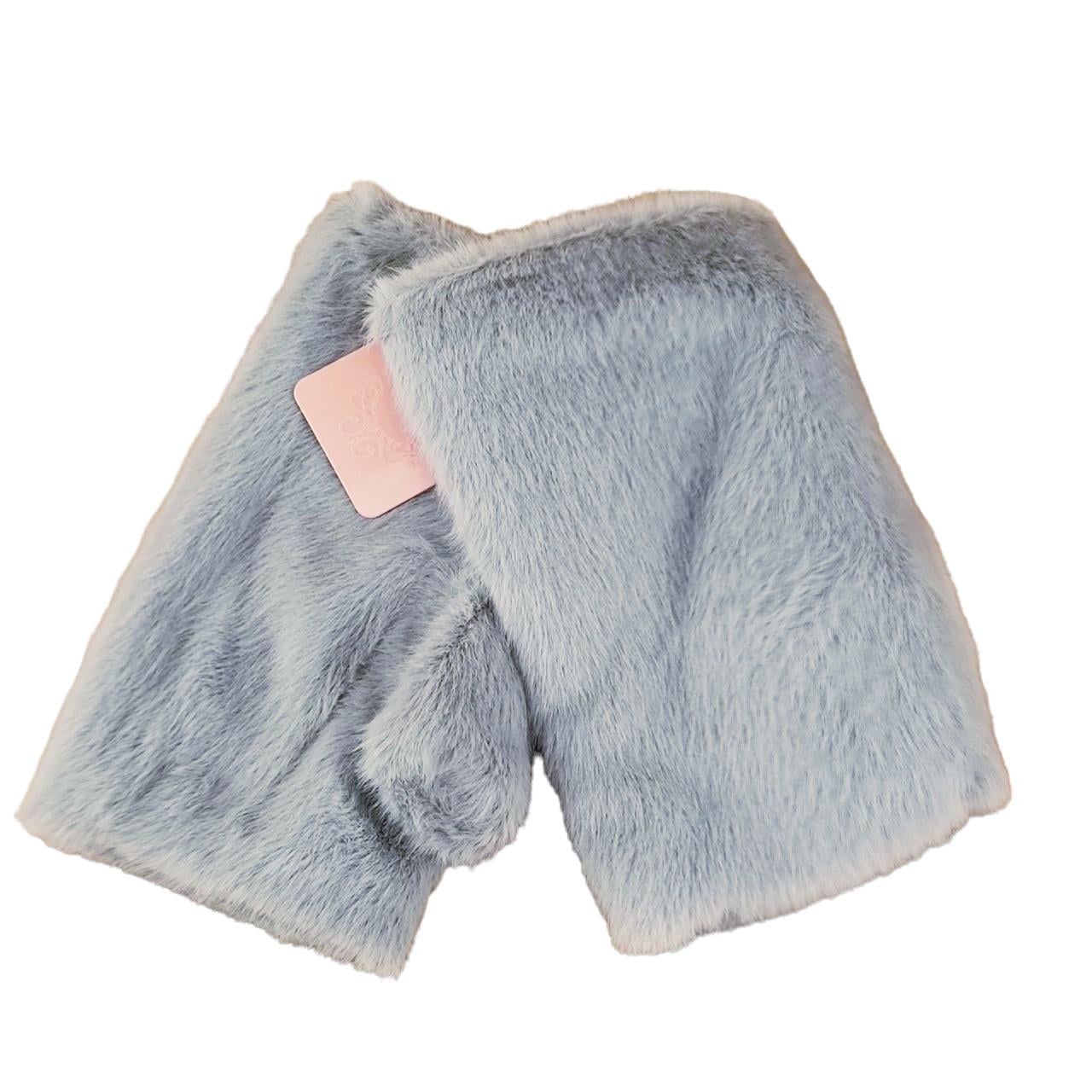 Перчатки митенки меховые S-M Светло-серый (47166)