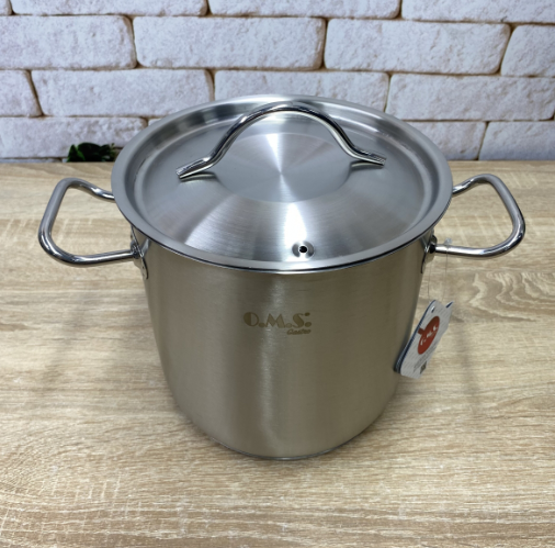 Каструля зі сталевою кришкою OMS з нержавіючої сталі для газу і індукціі 4,5 л (2072.4.5) - фото 2 Каструля зі сталевою кришкою OMS з нержавіючої сталі для газу і індукціі 4,5 л (2072.4.5) - фото 2
