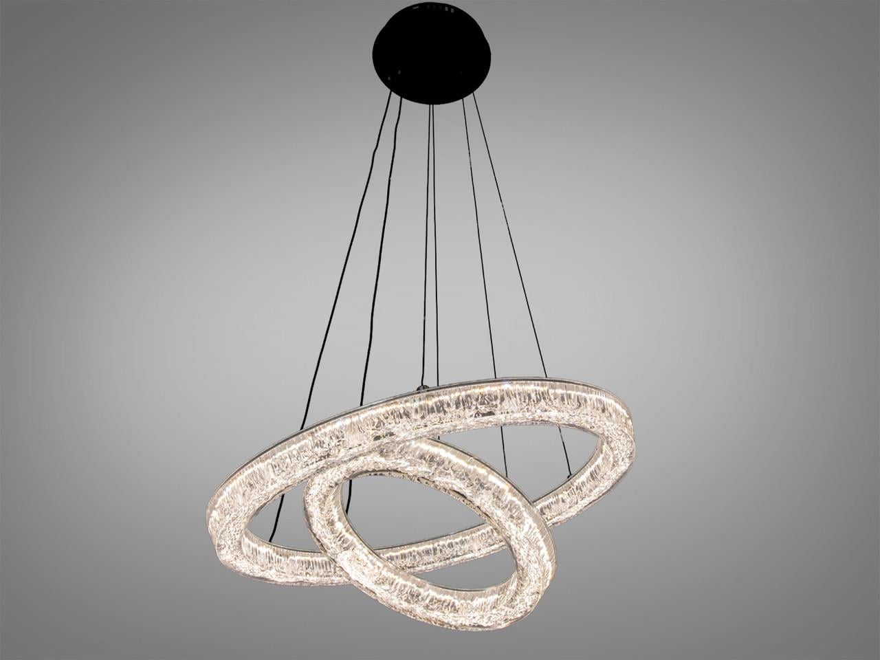 Люстра подвесная LED для гостиной 1712/500+300ABK 2 кольца 54 Вт Черный (2971349526)