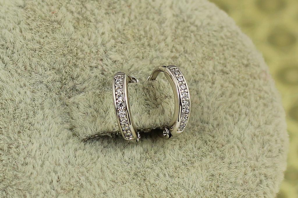 Серьги Xuping Jewelry кольца с камешками 1,1 см Серебристый (29738421)