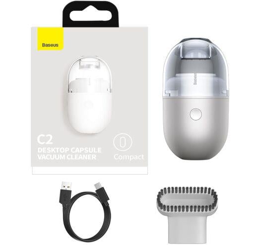 Пылесос мини BASEUS Desktop Capsule Vacuum Cleaner C2 CRXCQC2-02 900mAh White - фото 6