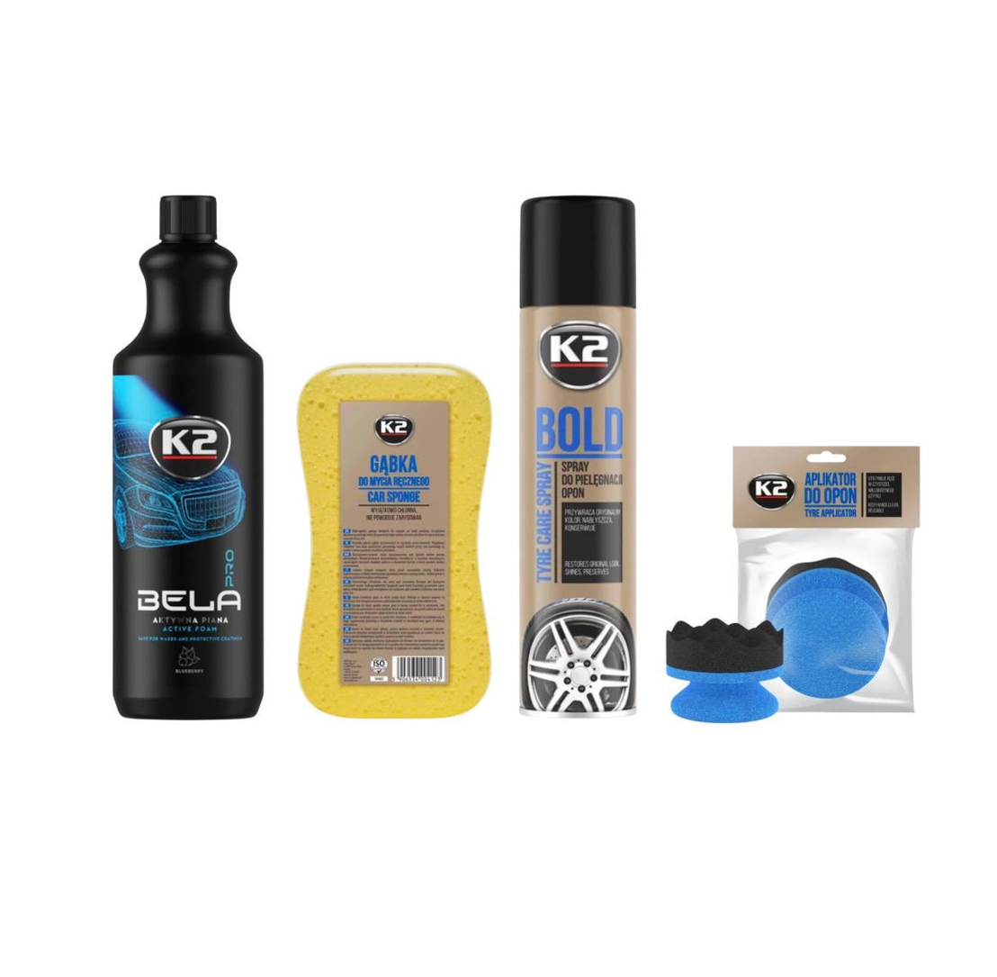 Набір для догляду за автомобілем K2 Bela Pro Blueberry/Bold/губка для миття/аплікатор для шин Набір для догляду за автомобілем K2 Bela Pro Blueberry/Bold/губка для миття/аплікатор для шин