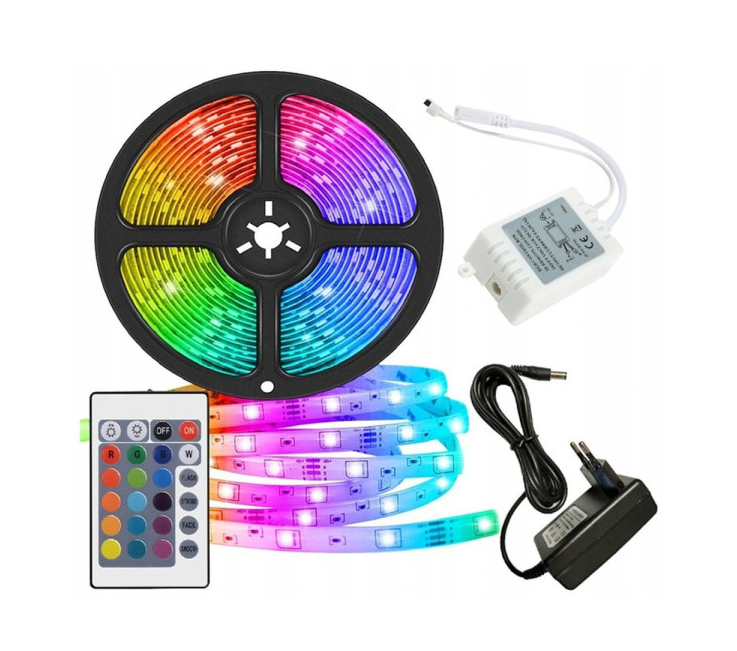 Світлодіодна стрічка 3528 RGB з пультом 5 м Різнокольоровий (21724935)
