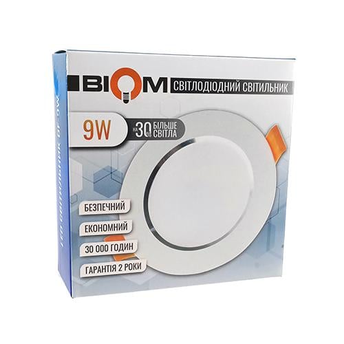 Світильник світлодіодний BIOM Downlight DF-9W 9 Вт круглий 5000К Білий (15190-1) - фото 3