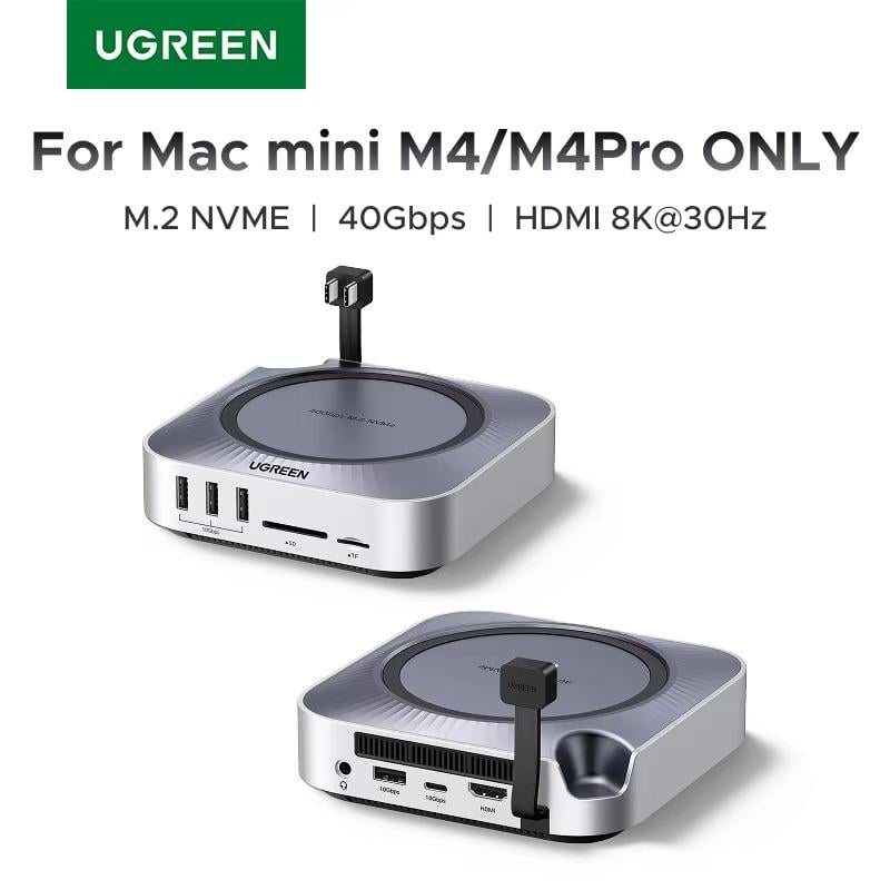 Док-станция UGREEN CM887 для Mac Mini M4/M4 Pro два порта Type-C на M.2 NVMe SSD 40 Gbps HDMI 8K Pro Grey (95503A) - фото 17