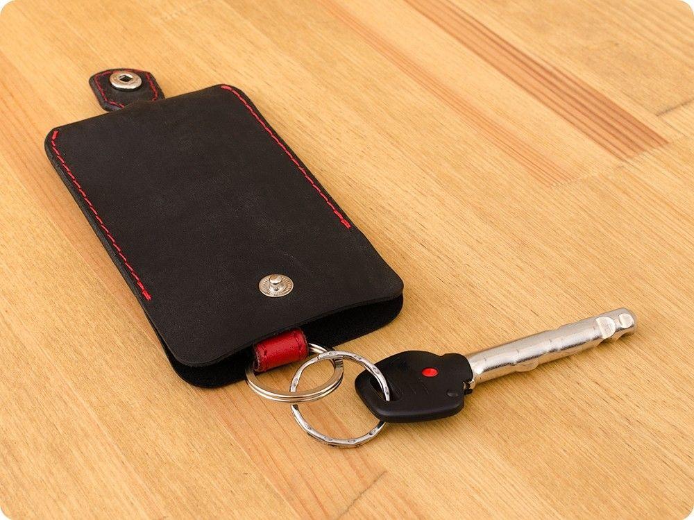 Ключница кожаная 1.0 Черный/Красный (A-026102) - фото 2