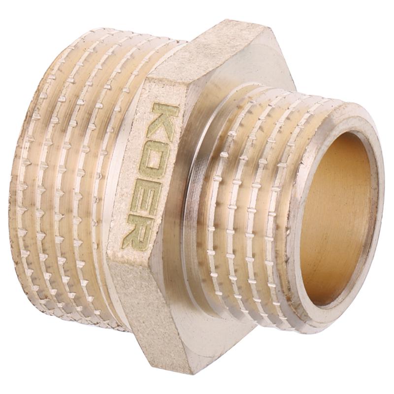 Ниппель редукционный KOER KF.N0608.WN 1/2x3/4" резьбовой наружная резьба латунный (OL-KR2995)