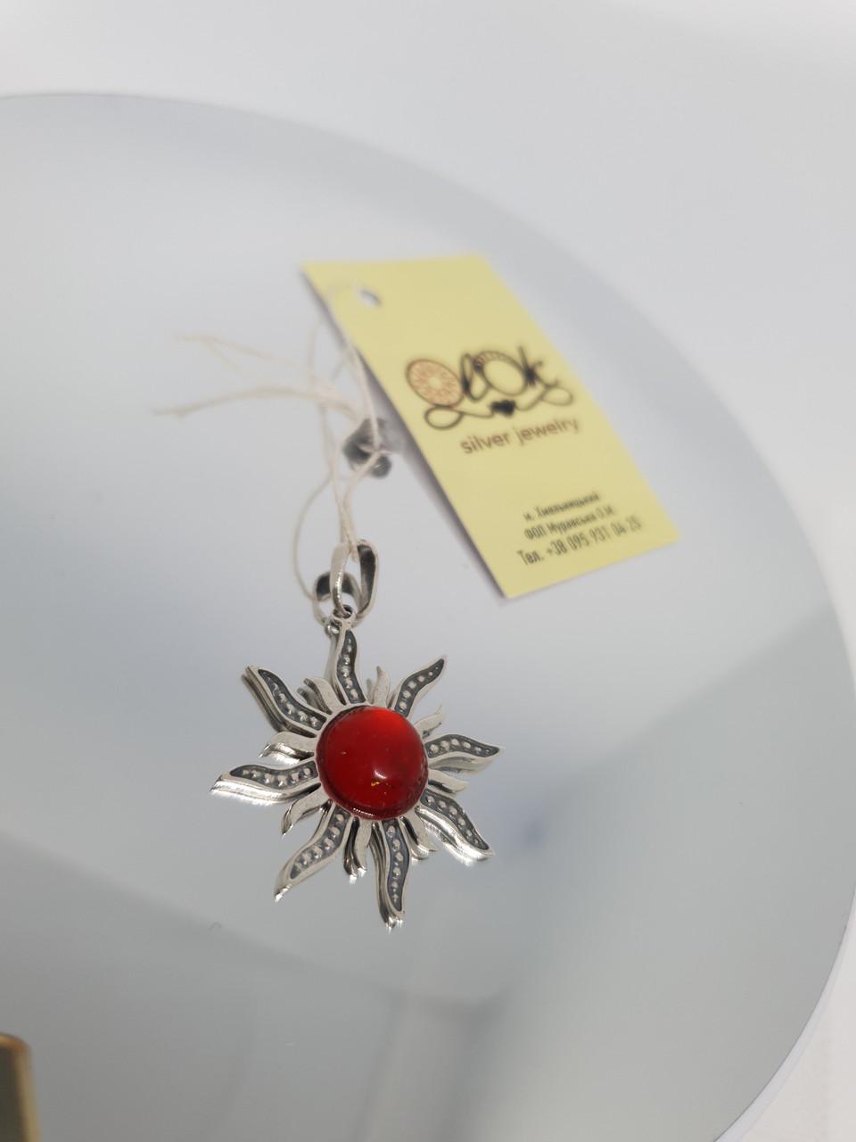 Подвеска Серебряный Солнце с камнями янтарь 925 проба (26943034) - фото 4 Подвеска Серебряный Солнце с камнями янтарь 925 проба (26943034) - фото 4