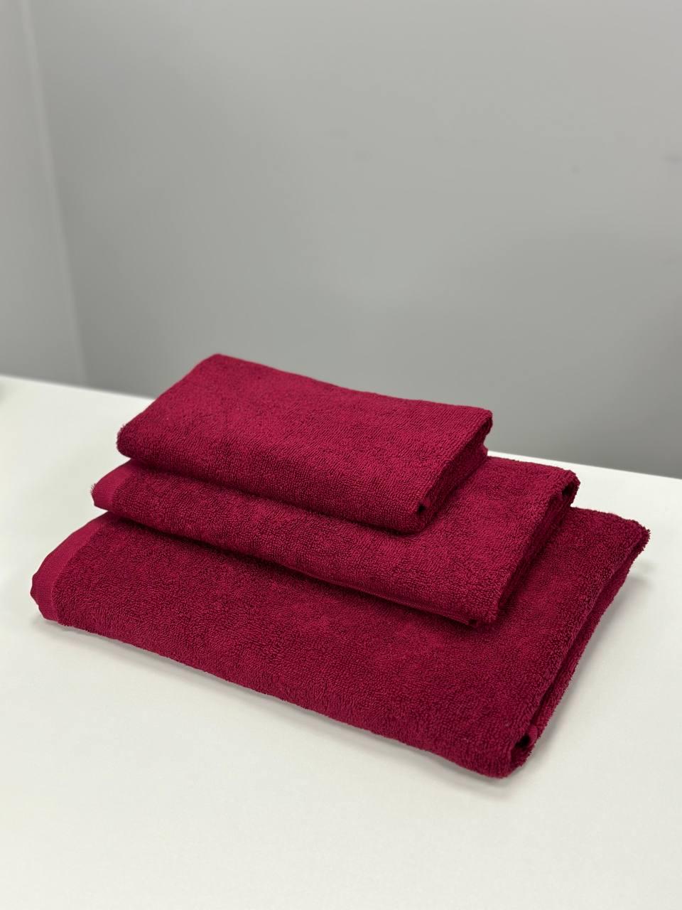Комплект рушників 40х70/50х90/70х140 см Бордовий