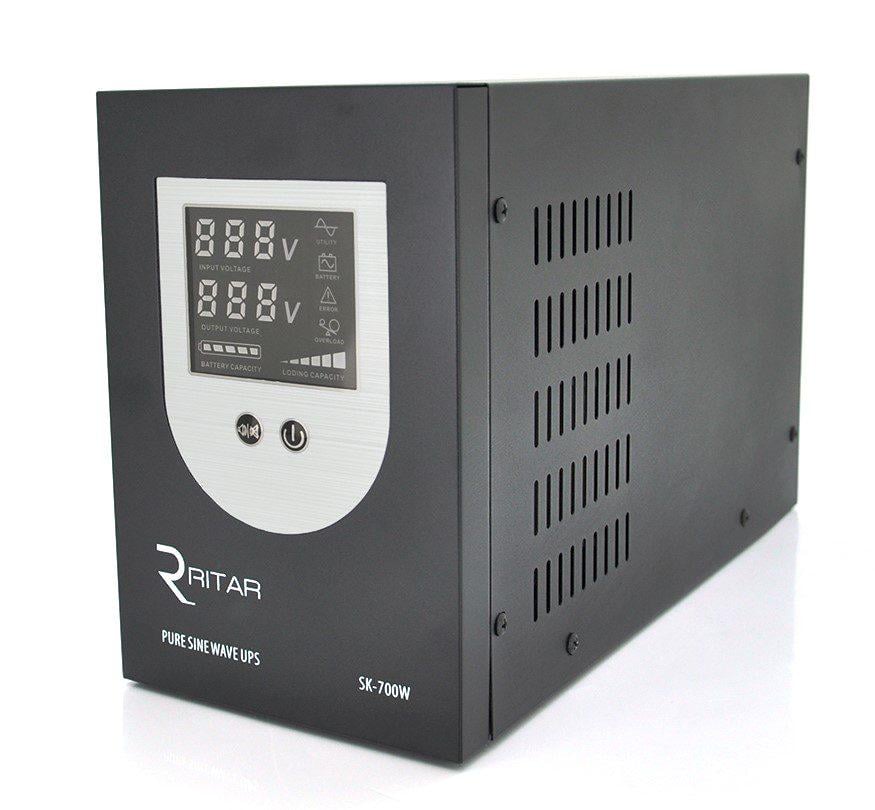 Джерело безперебійного електроживлення Ritar SK1000VA 700 Вт DC 145-275V AC 230V LCD-дисплей 12V під зовнішній АКБ (57176)