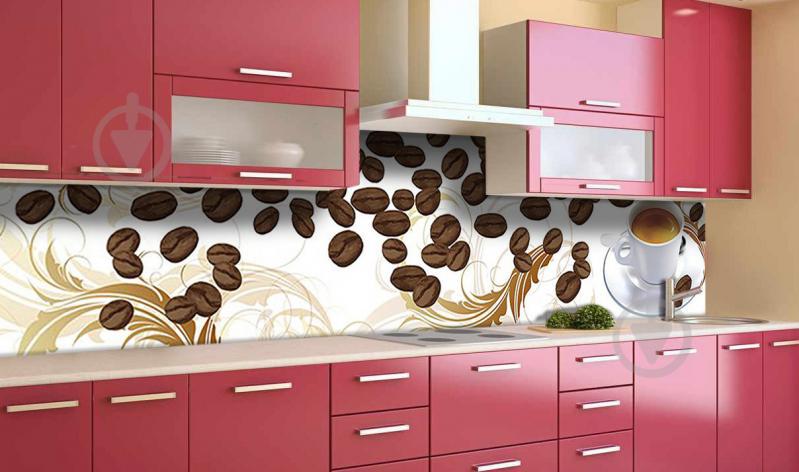 Наклейка виниловая кухонный фартук  Zatarga  "Нарисованный Кофе"  600х2500 мм