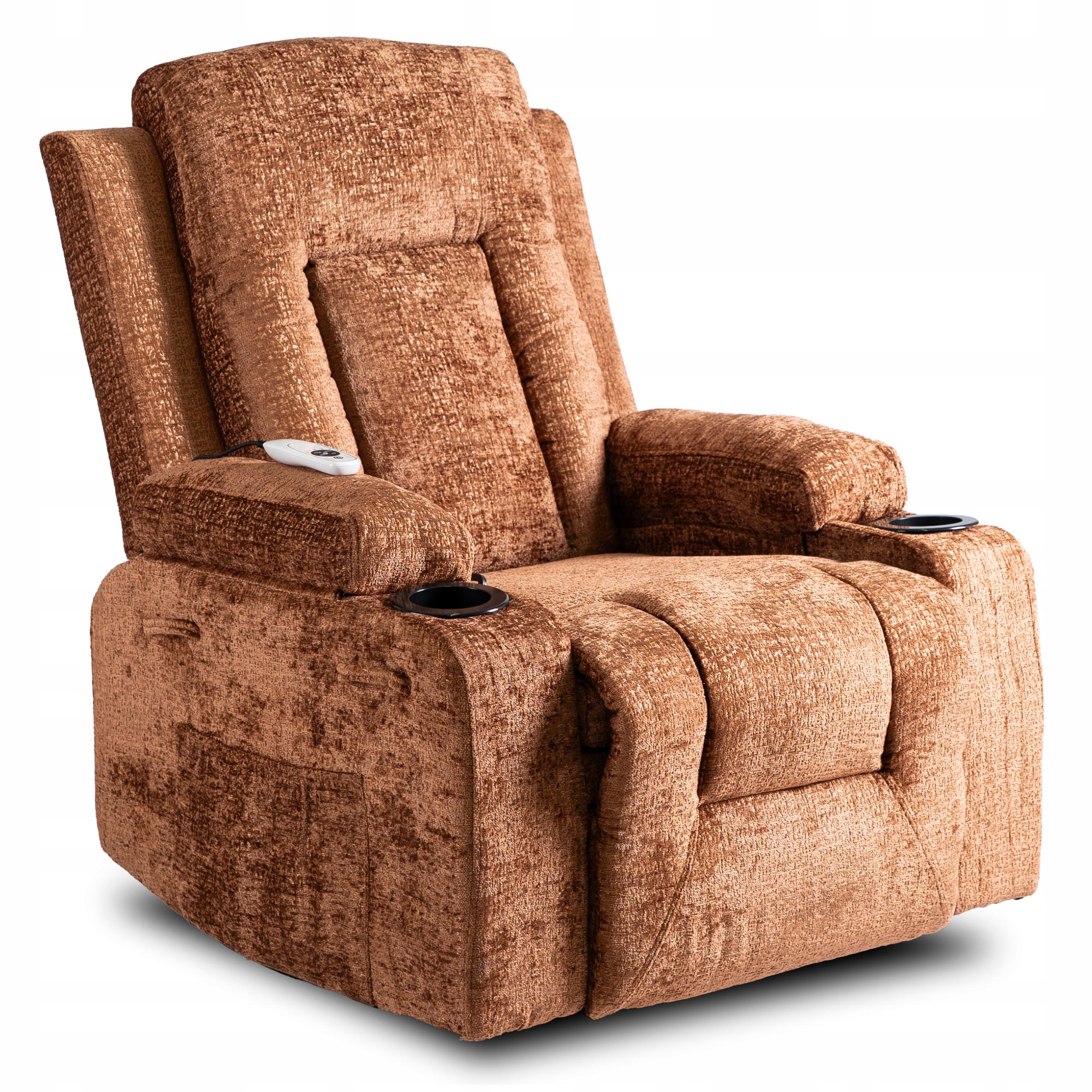 Кресло мягкое Mebel Elite BOX Welur раскладное массажное с реклайнером Коричневый (ME.BOX/BR/V/FW)