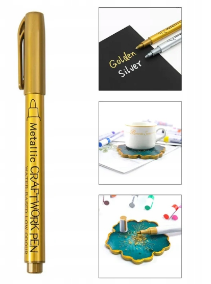 Маркер перманентный для рисования 2 мм 1 шт. Золотистый (13687885) - фото 8