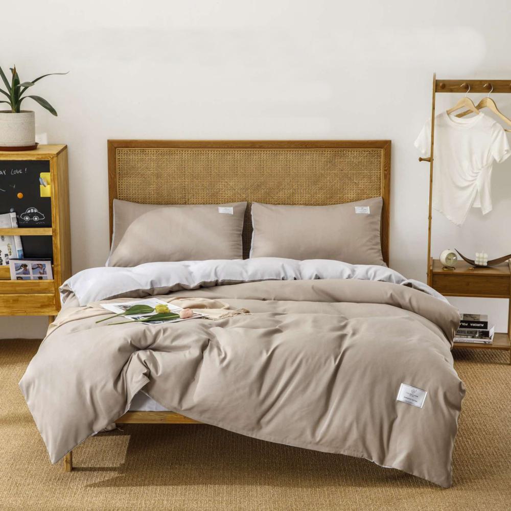 Комплект постельного белья Cotton home Дуэт полуторный Сатин UP-2-15-20-1 Бежевый с серым (DR010256)