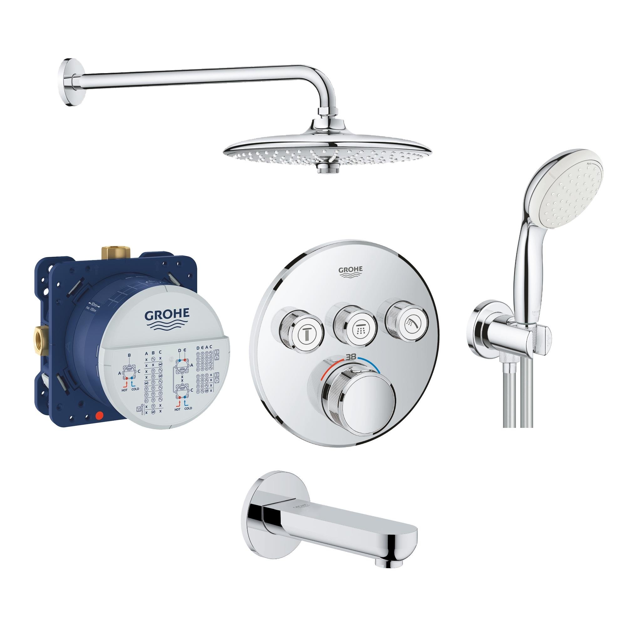 Душевая система скрытого типа Grohe SMARTCONTROL 34614SC3 Хром (72179)