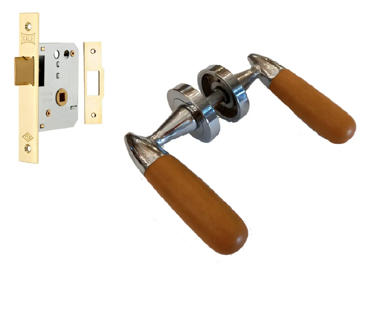 Замок міжкімнатний KALE 251 kut із ручками Metal-bud Metal-bud Flexo Хром/Дерево (10292-113)