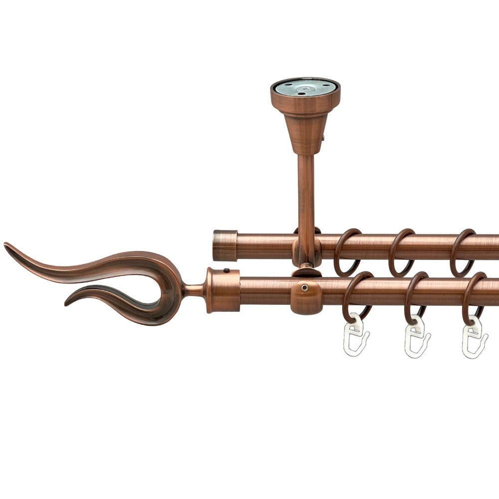 Карниз Orvit Виоло двухрядный гладкий 240 см Античная медь (00-00020081)