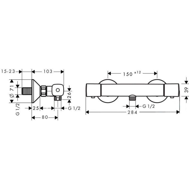 Cмеситель для душа Hansgrohe Ecostat Universal 13122000 с термостатом Хром (60099) - фото 2