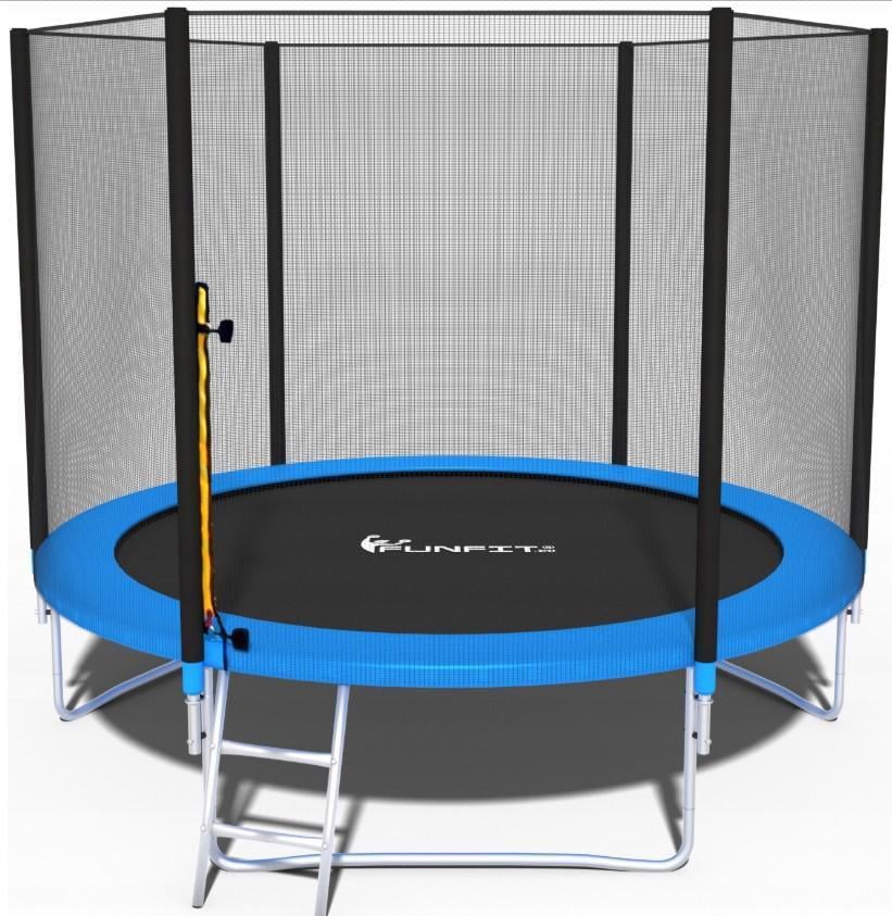 Батут FunFit сітка + сходи 252 см до 120 кг Синій/Чорний