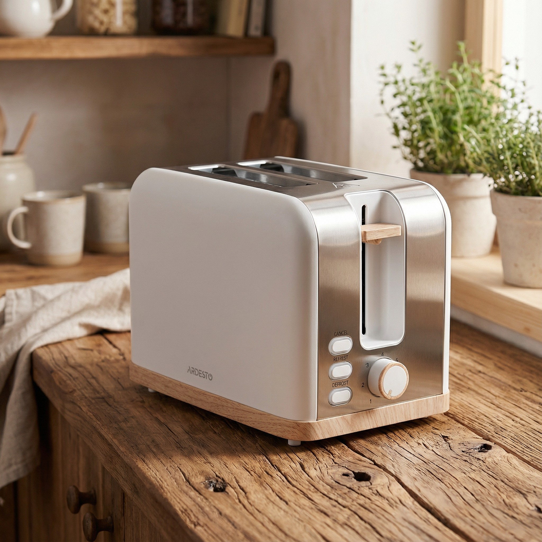 Сетевой кухонный тостер на 2 слота ARDESTO Wood Modern T-F420WWD с 7 ступенями обжаривания 800-930 Вт Белый (T-F420WWD) Сетевой кухонный тостер на 2 слота ARDESTO Wood Modern T-F420WWD с 7 ступенями обжаривания 800-930 Вт Белый (T-F420WWD)
