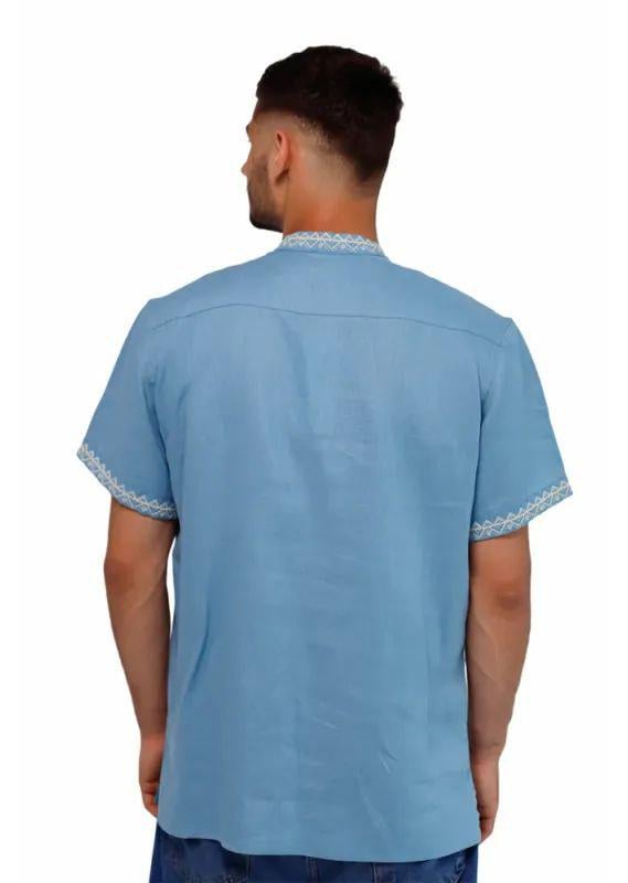 Вышиванка мужская р. 52 Голубой (285) - фото 7