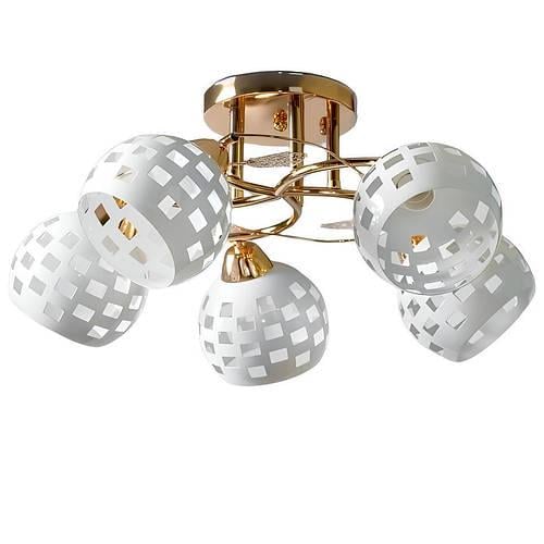 Люстра Svet на пять металлических плафонов с перфорацией под лампы Е27 Бело-золотой (SC-10152/5 FG+WH)
